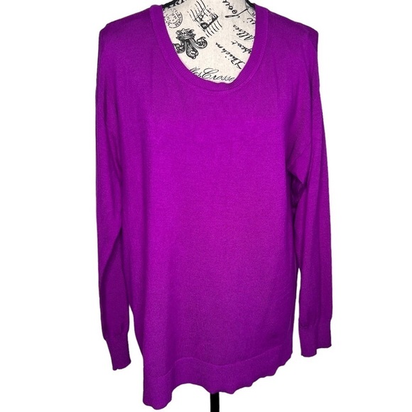 Gibson & Latimer Scoop Neck Gold Tone Back Zip Long Sleeve Lined Sweater Size M - Picture 15 of 15